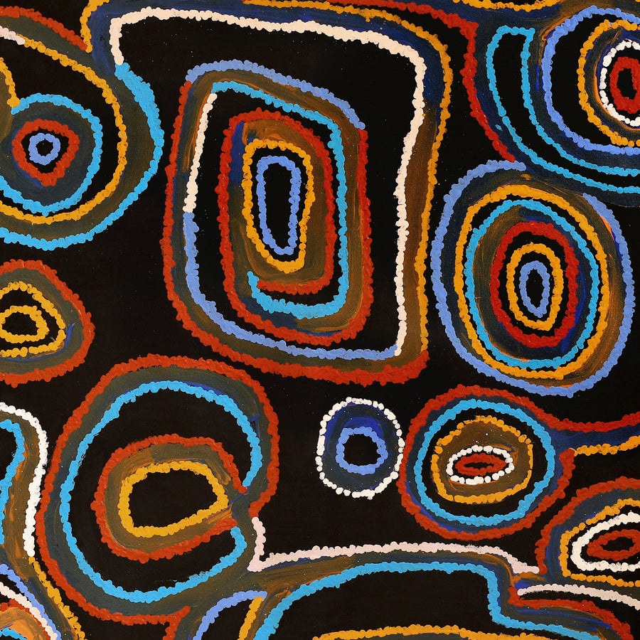 Aboriginal Artwork by Jennifer Mintaya Connelly Ward, Kungkarangkalpa (Seven Sisters Story), 91x91cm