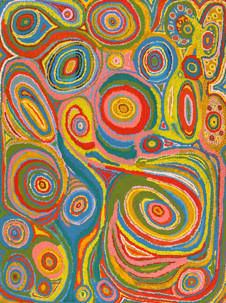Aboriginal Artwork by Jennifer Mintaya Connelly Ward, Kungkarangkalpa (Seven Sisters Story), 102x76cm