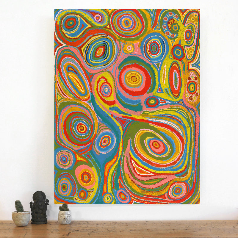 Aboriginal Artwork by Jennifer Mintaya Connelly Ward, Kungkarangkalpa (Seven Sisters Story), 102x76cm