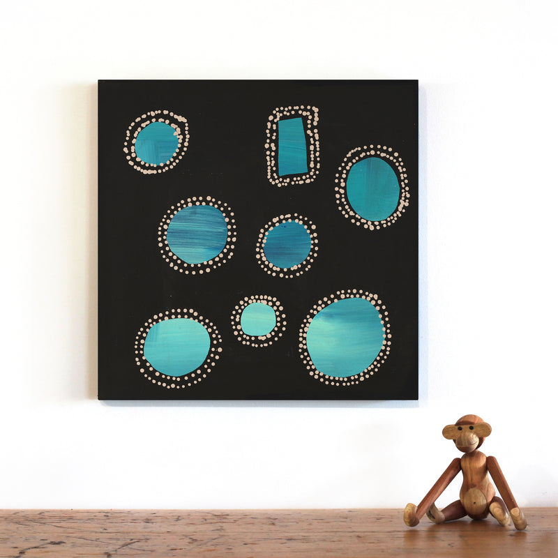 Aboriginal Artwork by Jennifer Mintaya Connelly Ward, Kungkarangkalpa (Seven Sisters Story), 46x46cm