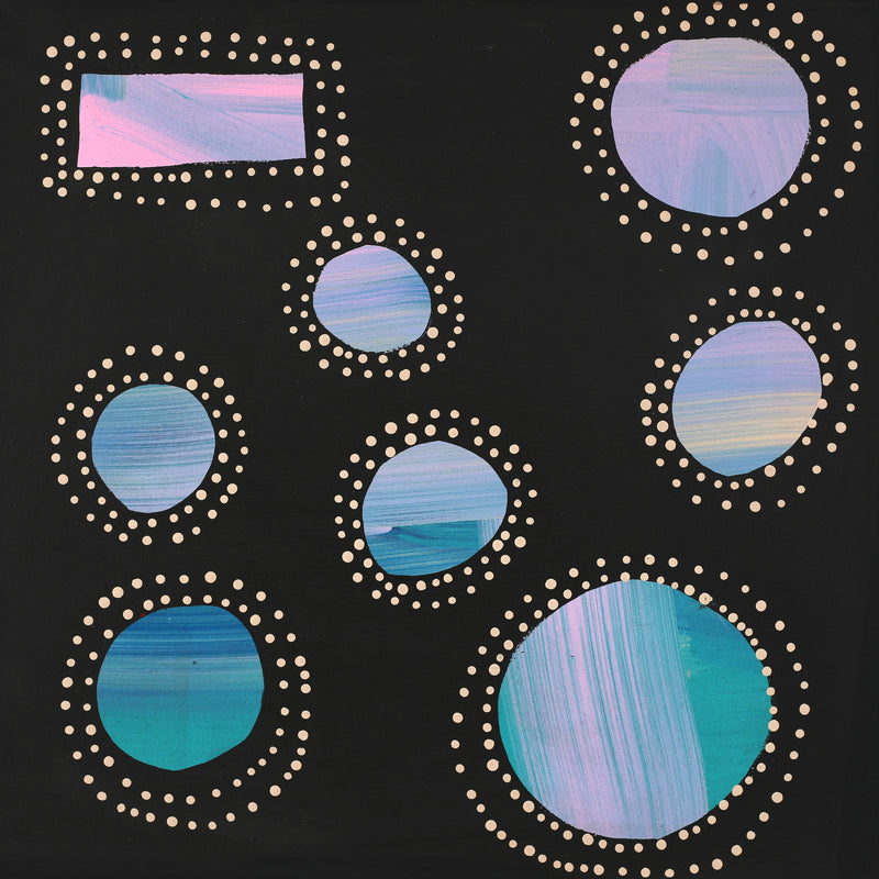 Aboriginal Artwork by Jennifer Mintaya Connelly Ward, Kungkarangkalpa (Seven Sisters Story), 46x46cm