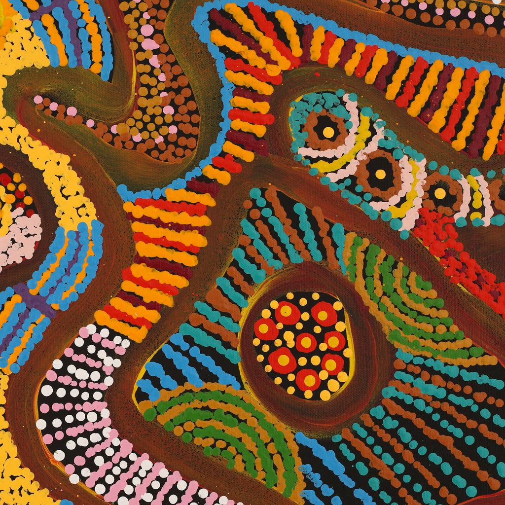 Aboriginal Artwork by Jennifer Mintaya Connelly Ward, Kungkarangkalpa (Seven Sisters Story), 67x67cm