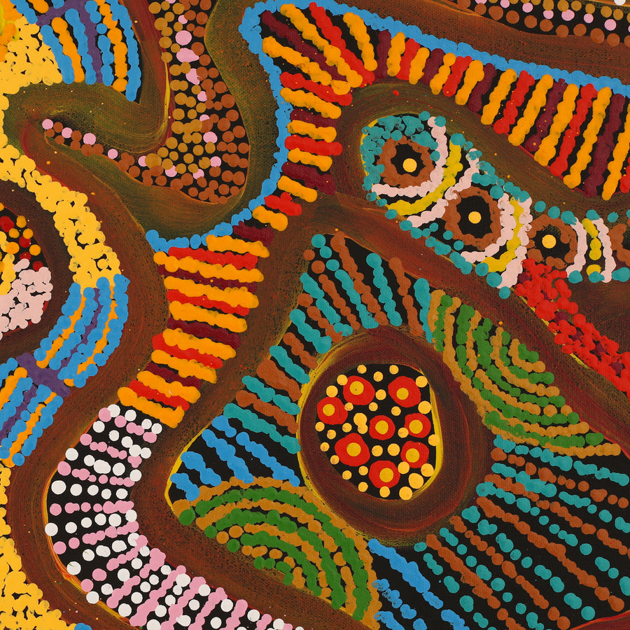 Aboriginal Artwork by Jennifer Mintaya Connelly Ward, Kungkarangkalpa (Seven Sisters Story), 67x67cm