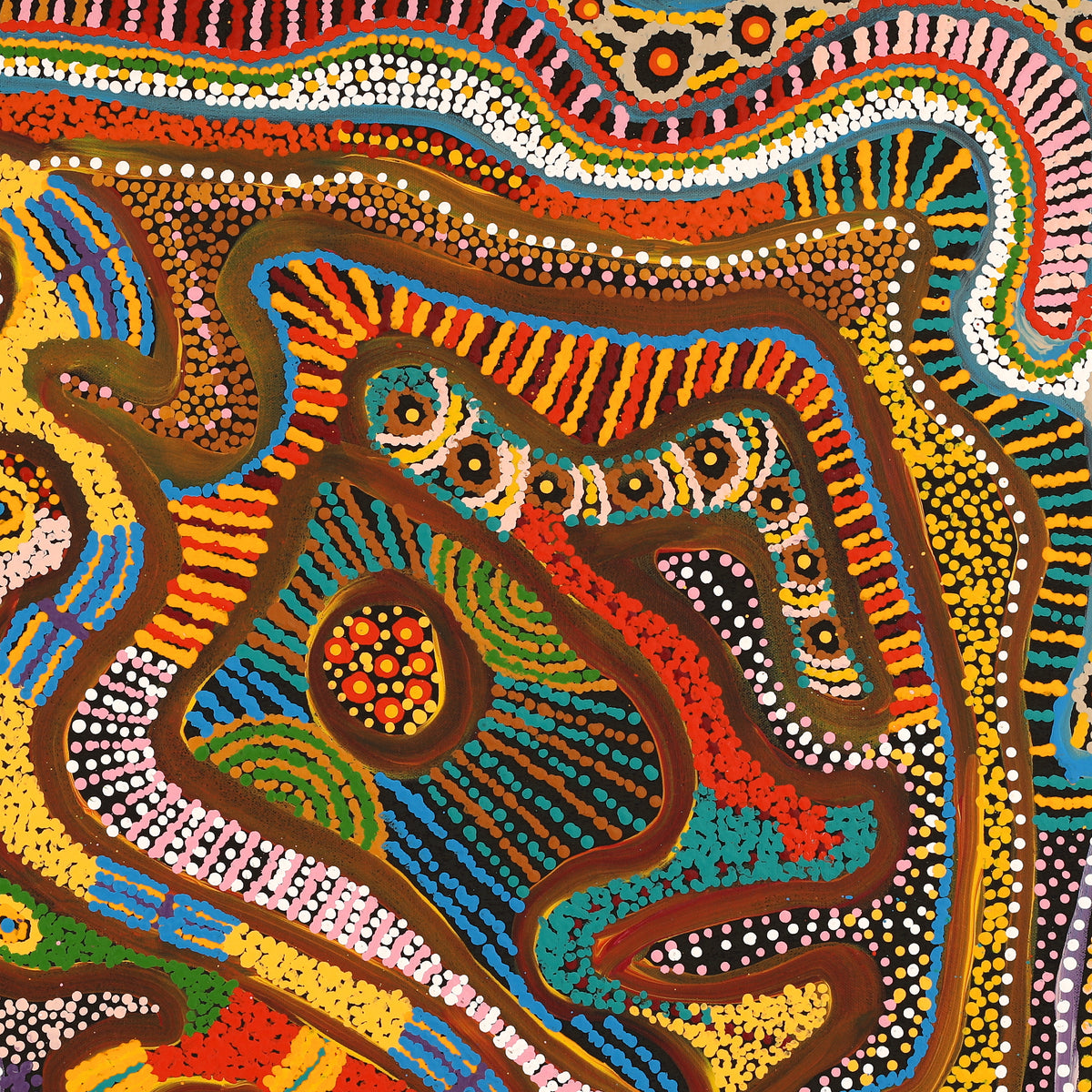 Aboriginal Art by Jennifer Mintaya Connelly Ward, Kungkarangkalpa (Seven Sisters Story), 67x67cm - ART ARK®