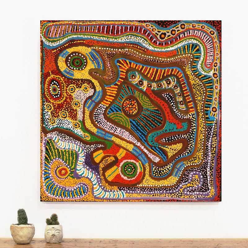 Aboriginal Artwork by Jennifer Mintaya Connelly Ward, Kungkarangkalpa (Seven Sisters Story), 67x67cm