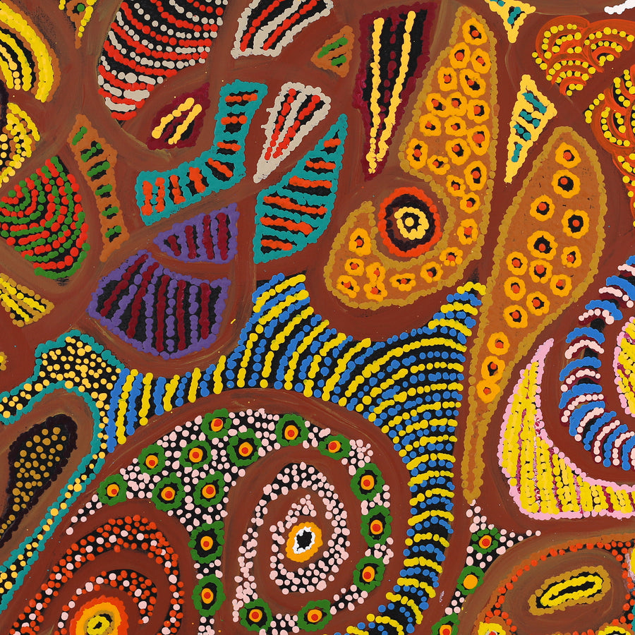 Aboriginal Artwork by Jennifer Mintaya Connelly Ward, Kungkarangkalpa (Seven Sisters Story), 71x71cm
