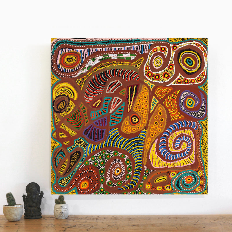 Aboriginal Artwork by Jennifer Mintaya Connelly Ward, Kungkarangkalpa (Seven Sisters Story), 71x71cm