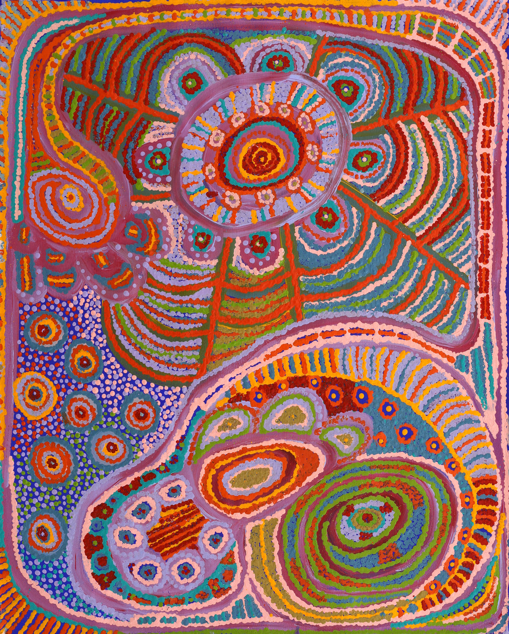Aboriginal Artwork by Jennifer Mintaya Connelly Ward, Kungkarangkalpa (Seven Sisters Story), 76x61cm