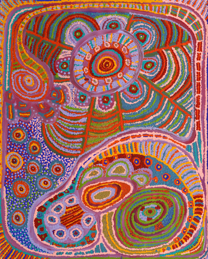 Aboriginal Artwork by Jennifer Mintaya Connelly Ward, Kungkarangkalpa (Seven Sisters Story), 76x61cm