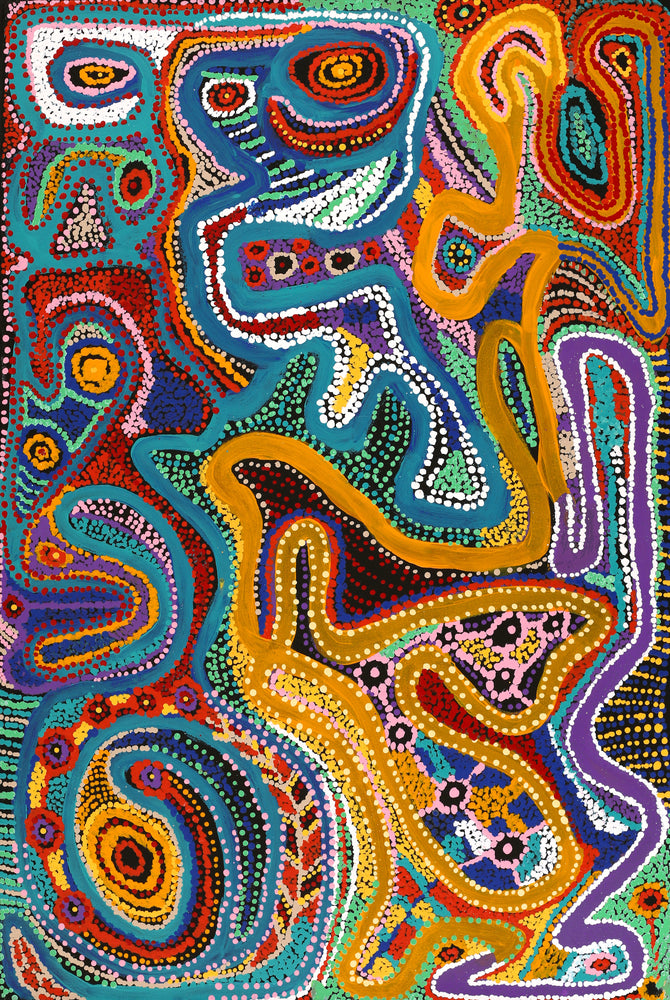 Aboriginal Artwork by Jennifer Mintaya Connelly Ward, Kungkarangkalpa (Seven Sisters Story), 90x60cm