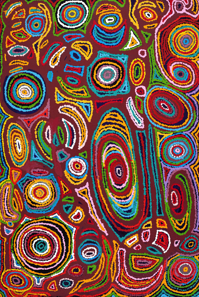 Aboriginal Artwork by Jennifer Mintaya Connelly Ward, Kungkarangkalpa (Seven Sisters Story), 91x61cm