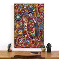 Aboriginal Artwork by Jennifer Mintaya Connelly Ward, Kungkarangkalpa (Seven Sisters Story), 91x61cm