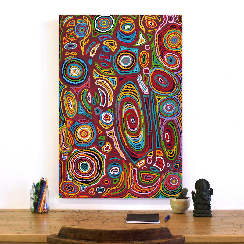 Aboriginal Artwork by Jennifer Mintaya Connelly Ward, Kungkarangkalpa (Seven Sisters Story), 91x61cm