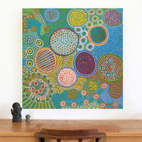 Aboriginal Artwork by Jennifer Mintaya Connelly Ward, Kungkarangkalpa (Seven Sisters Story), 91x91cm