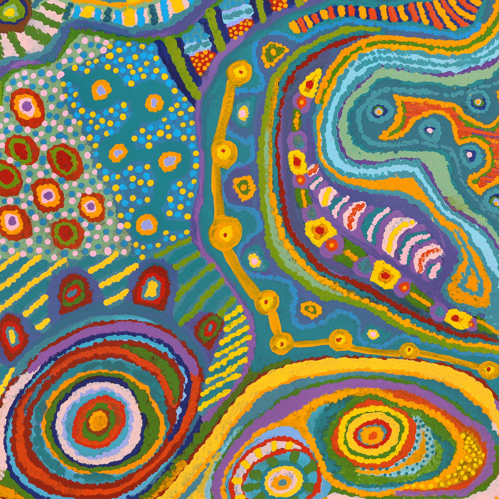 Aboriginal Artwork by Jennifer Mintaya Connelly Ward, Kungkarangkalpa (Seven Sisters Story), 91x91cm