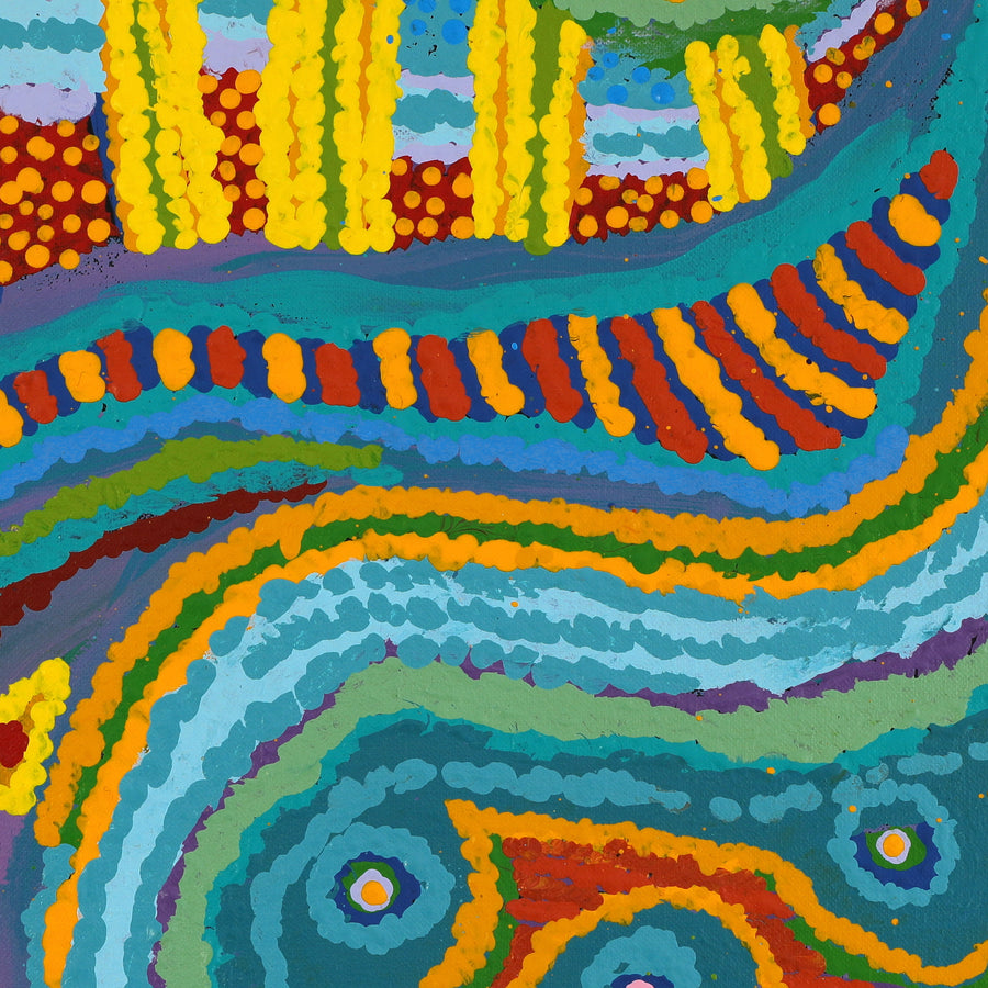 Aboriginal Artwork by Jennifer Mintaya Connelly Ward, Kungkarangkalpa (Seven Sisters Story), 91x91cm
