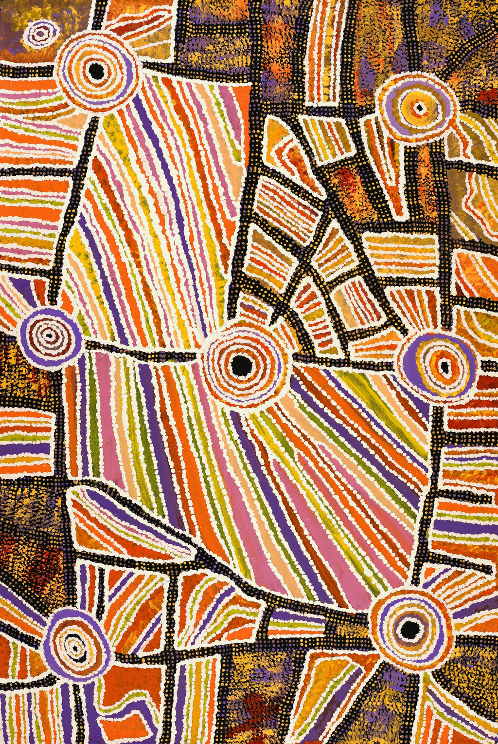 Aboriginal Artwork by Jennifer Mintaya Connelly Ward, Kungkarangkalpa (Seven Sisters Story), 91x61cm
