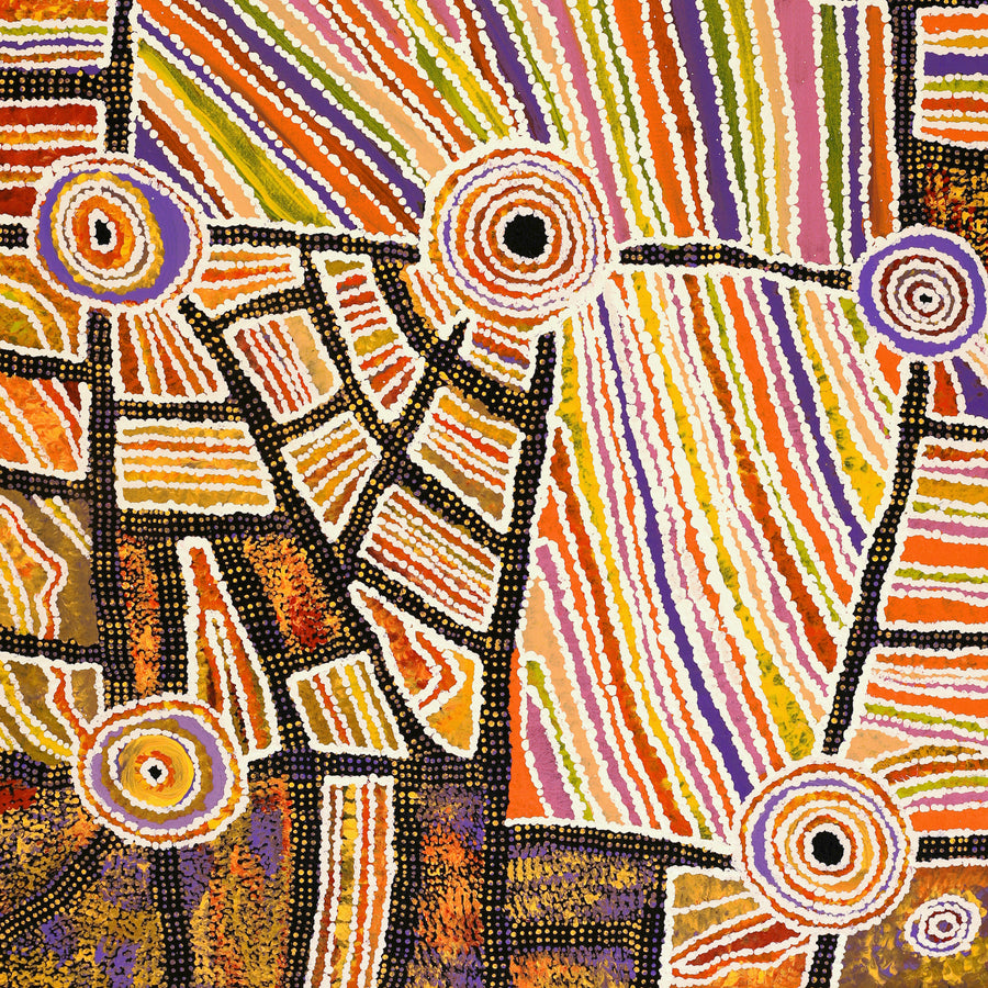 Aboriginal Artwork by Jennifer Mintaya Connelly Ward, Kungkarangkalpa (Seven Sisters Story), 91x61cm