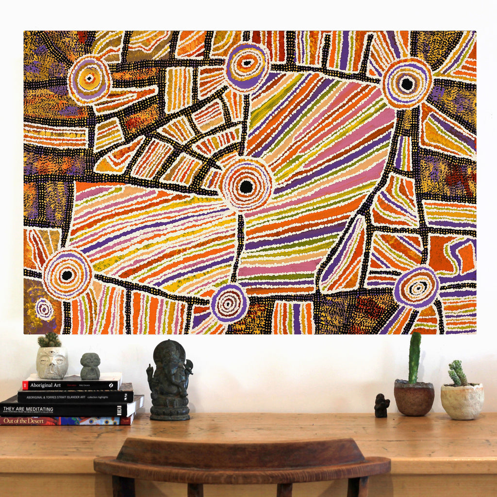 Aboriginal Artwork by Jennifer Mintaya Connelly Ward, Kungkarangkalpa (Seven Sisters Story), 91x61cm
