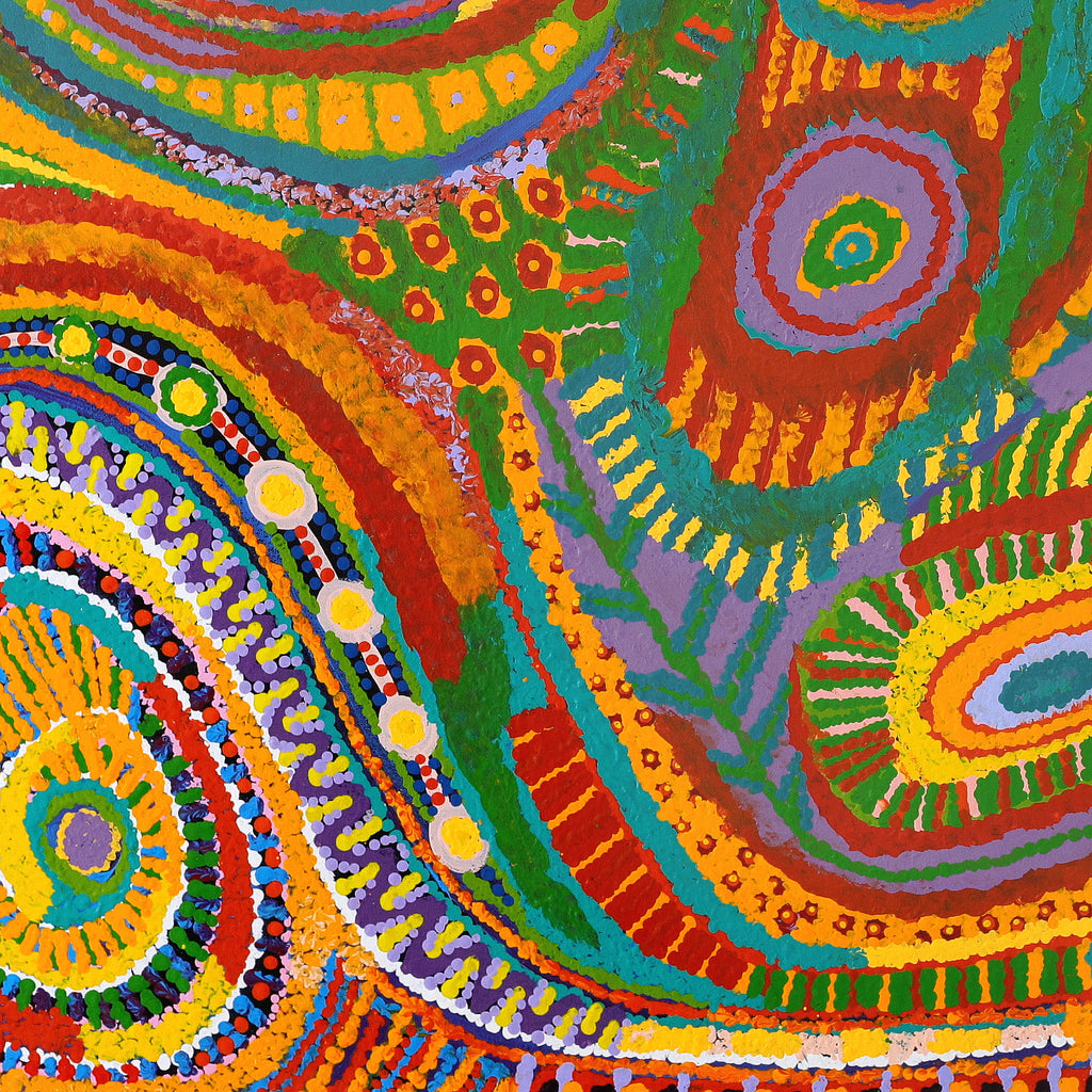 Aboriginal Artwork by Jennifer Mintaya Connelly Ward, Kungkarangkalpa (Seven Sisters Story), 105x105cm