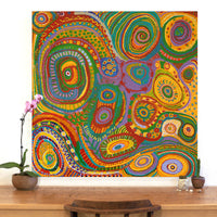 Aboriginal Artwork by Jennifer Mintaya Connelly Ward, Kungkarangkalpa (Seven Sisters Story), 105x105cm
