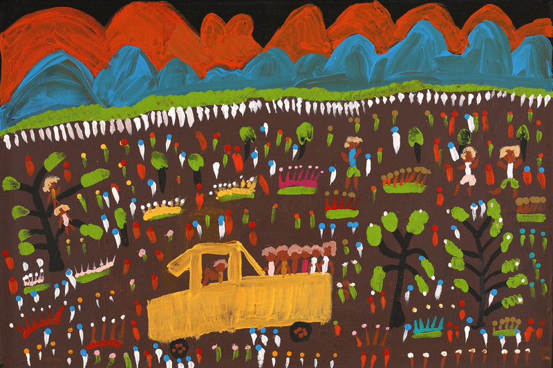 Aboriginal Artwork by Jennifer Forbes, Bush trip to my homelands, 45x30cm