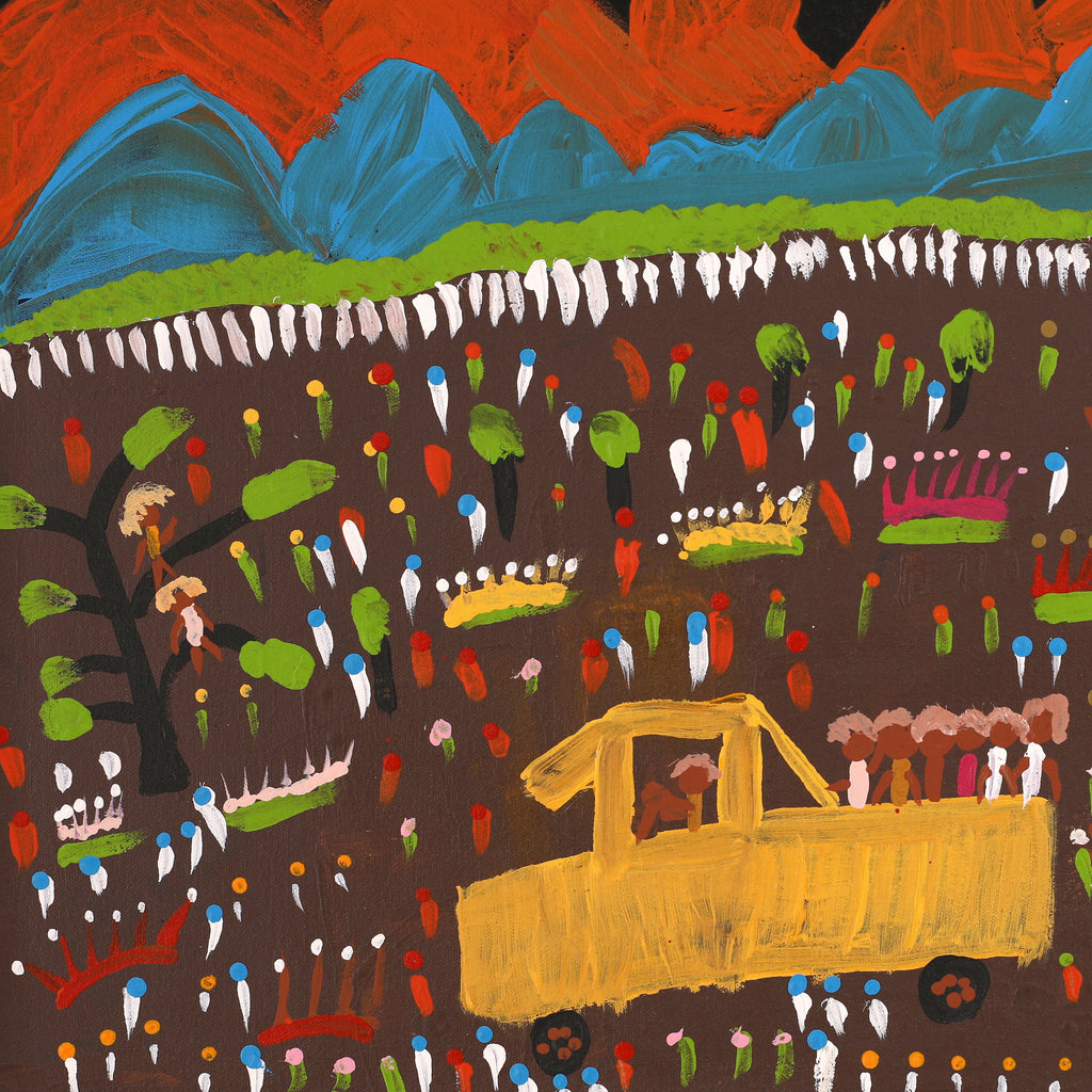 Aboriginal Artwork by Jennifer Forbes, Bush trip to my homelands, 45x30cm