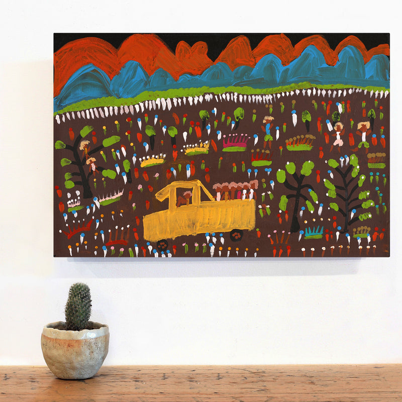 Aboriginal Artwork by Jennifer Forbes, Bush trip to my homelands, 45x30cm
