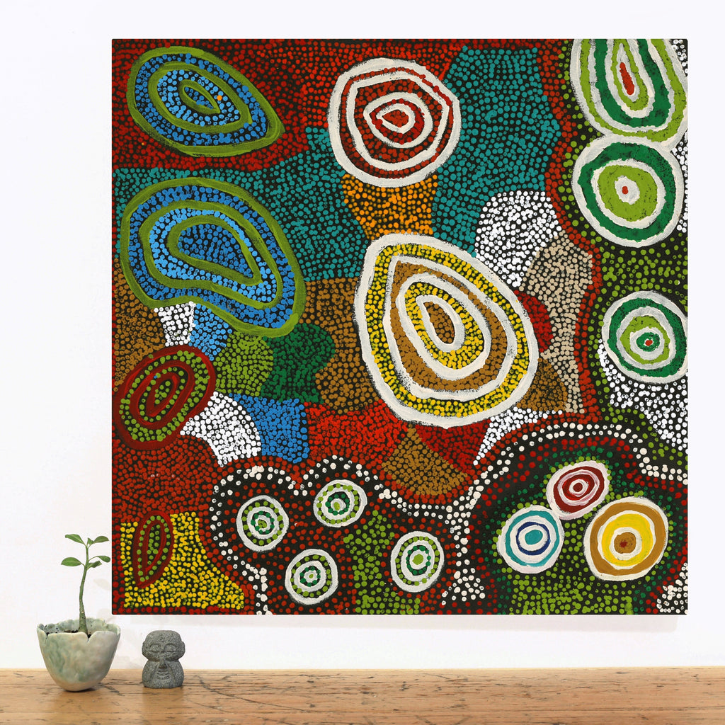 Aboriginal Artwork by Jennifer Forbes, Minyma Kutjara, 56x56cm