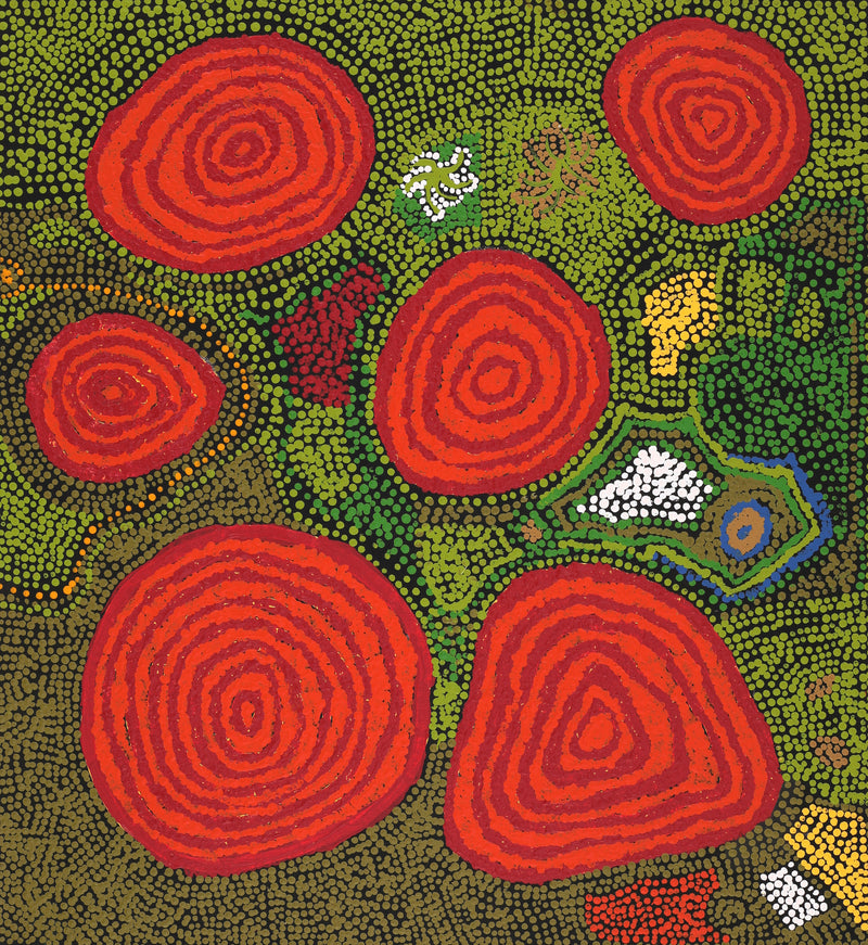 Aboriginal Artwork by Inawantji Jennifer Forbes, Minyma Kutjara, 61x56cm