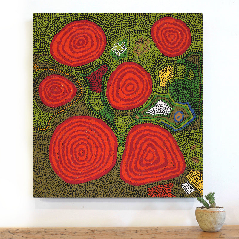 Aboriginal Artwork by Inawantji Jennifer Forbes, Minyma Kutjara, 61x56cm