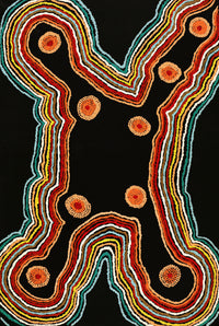 Aboriginal Artwork by Jennifer Forbes, Kungkarangkalpa (Seven Sisters Story), 91x61cm