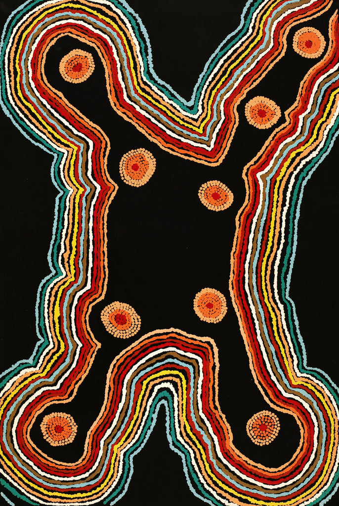 Aboriginal Art by Jennifer Forbes, Kungkarangkalpa (Seven Sisters Story), 91x61cm - ART ARK®