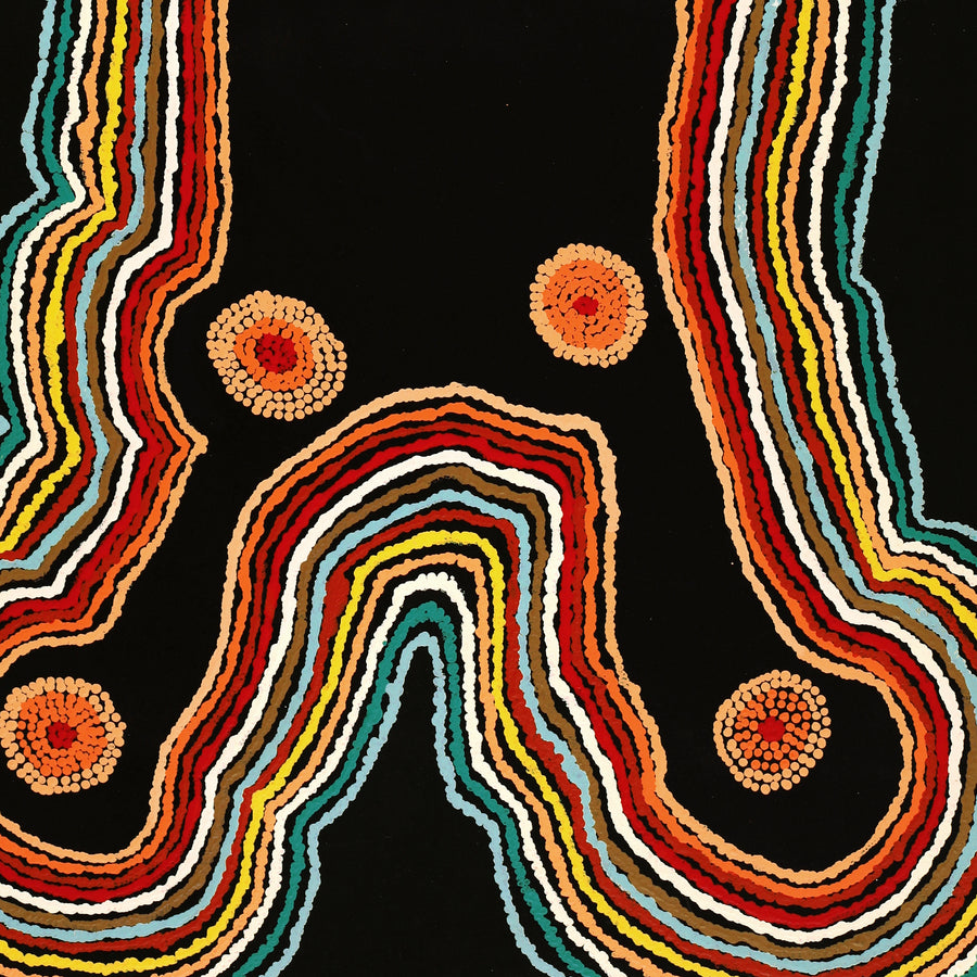 Aboriginal Artwork by Jennifer Forbes, Kungkarangkalpa (Seven Sisters Story), 91x61cm