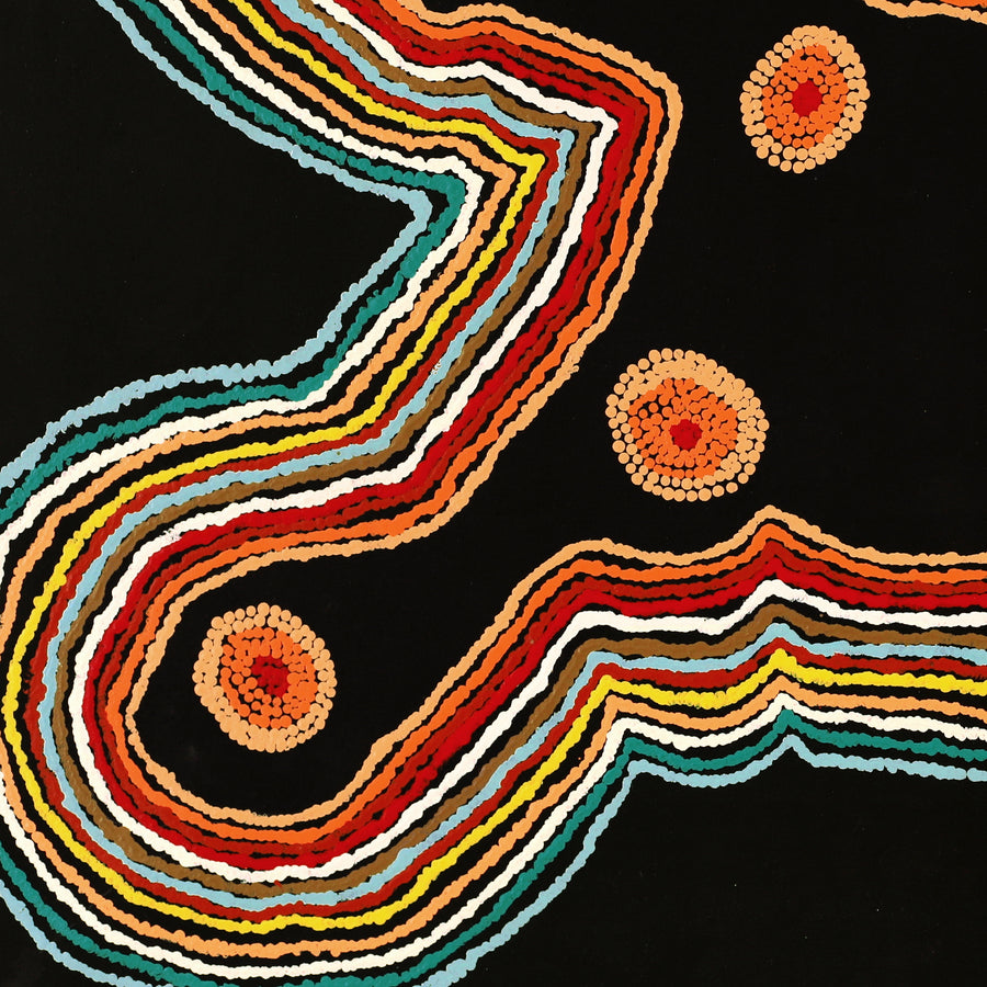 Aboriginal Artwork by Jennifer Forbes, Kungkarangkalpa (Seven Sisters Story), 91x61cm