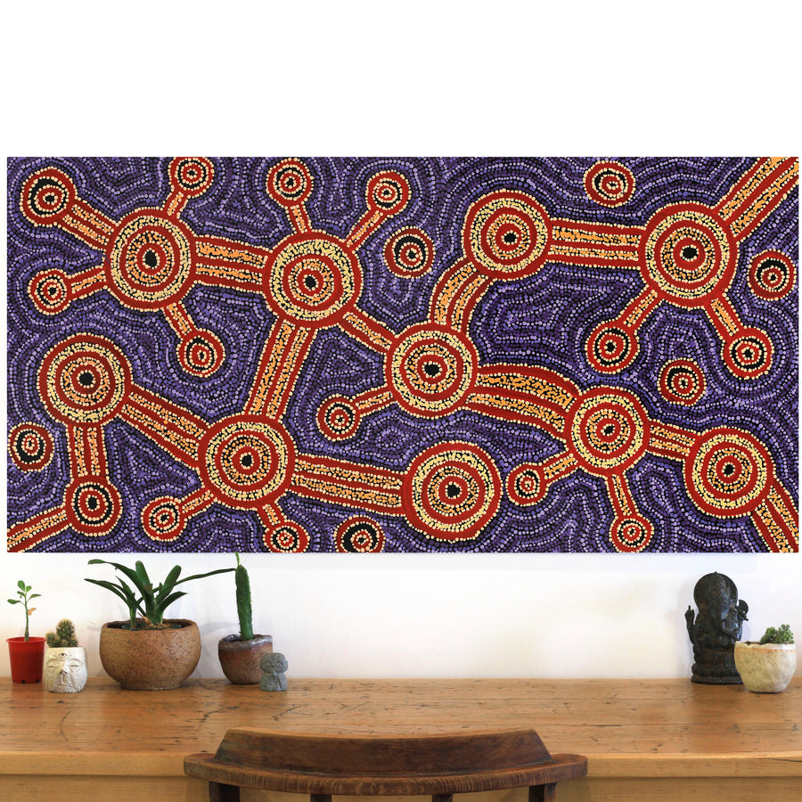 Aboriginal Artwork by Jennifer Kulyuru, Minyma Kutjara(near Ernabella), 122x61cm