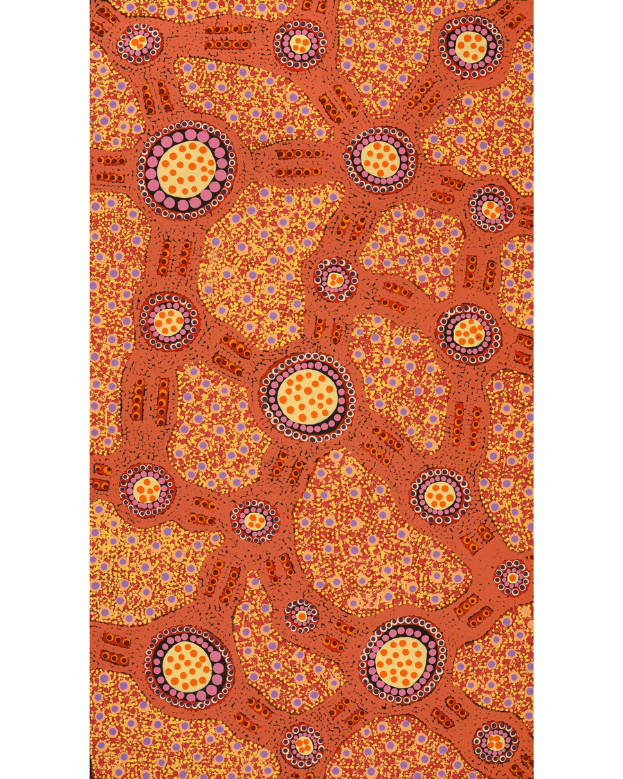 Aboriginal Artwork by Jennifer Napaljarri Lewis, Lukarrara Jukurrpa, 107x61cm