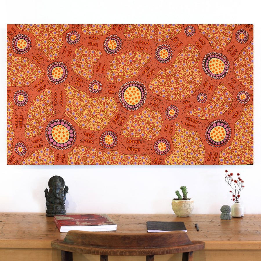 Aboriginal Artwork by Jennifer Napaljarri Lewis, Lukarrara Jukurrpa, 107x61cm
