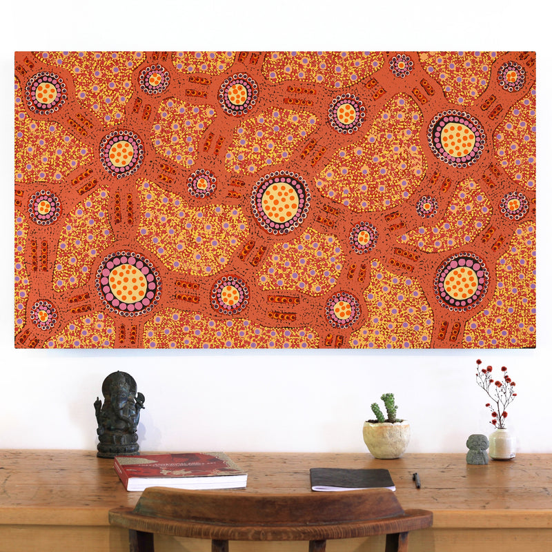 Aboriginal Artwork by Jennifer Napaljarri Lewis, Lukarrara Jukurrpa, 107x61cm
