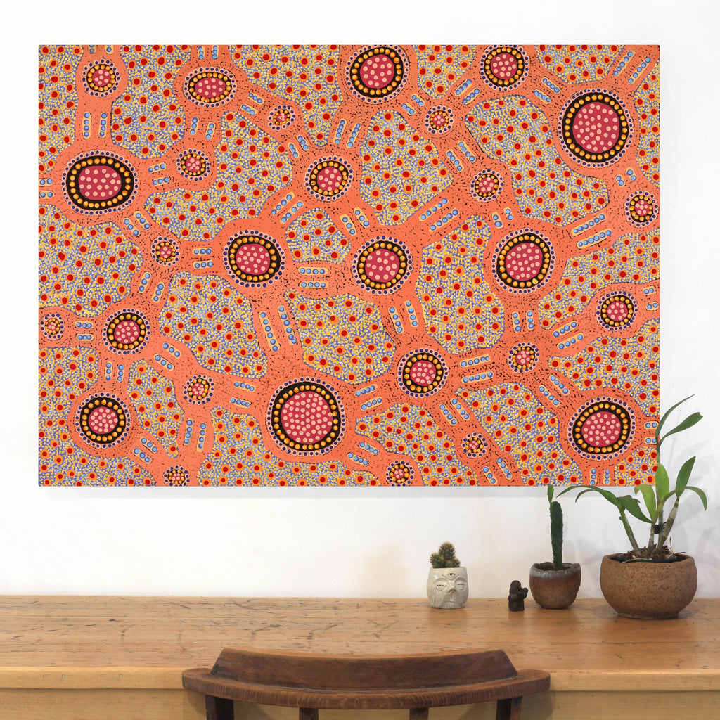 Aboriginal Artwork by Jennifer Napaljarri Lewis, Lukarrara Jukurrpa, 107x76cm