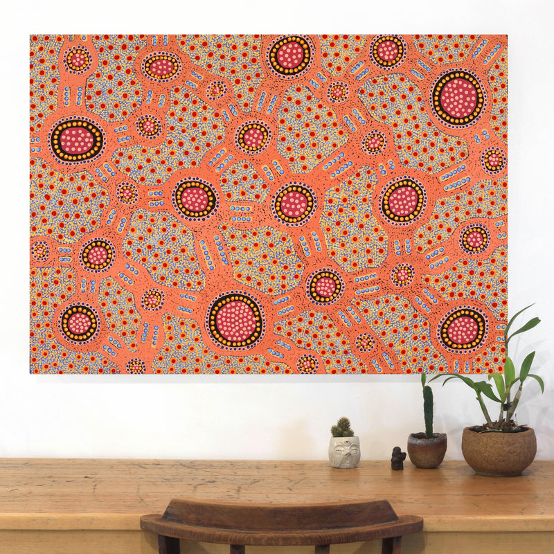 Aboriginal Artwork by Jennifer Napaljarri Lewis, Lukarrara Jukurrpa, 107x76cm
