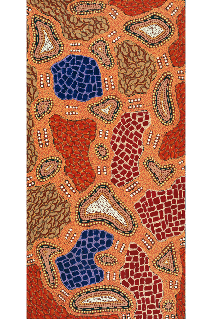 Aboriginal Artwork by Jennifer Napaljarri Lewis, Ngapa Jukurrpa (Water Dreaming) - Puyurru, 122x61cm - ART ARK®