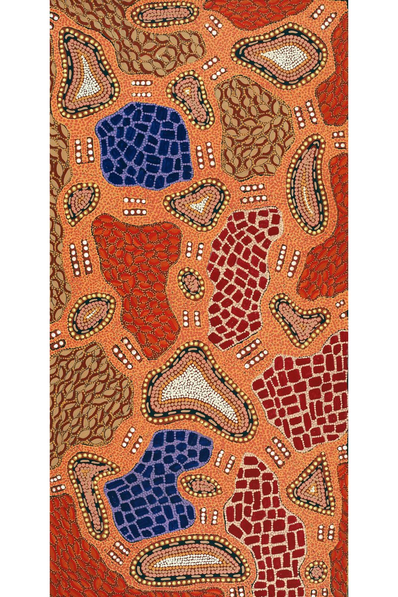 Aboriginal Art by Jennifer Napaljarri Lewis, Ngapa Jukurrpa (Water Dreaming) - Puyurru, 122x61cm - ART ARK®