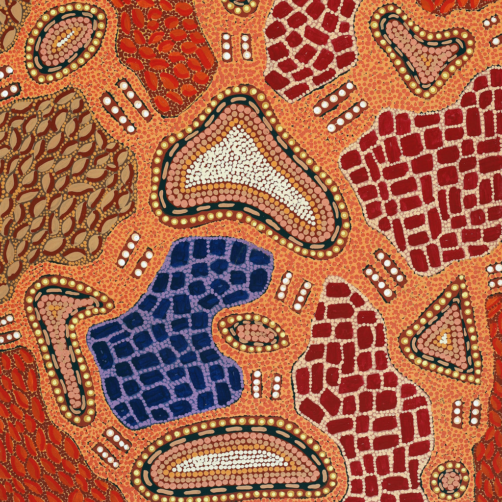 Aboriginal Artwork by Jennifer Napaljarri Lewis, Ngapa Jukurrpa (Water Dreaming) - Puyurru, 122x61cm