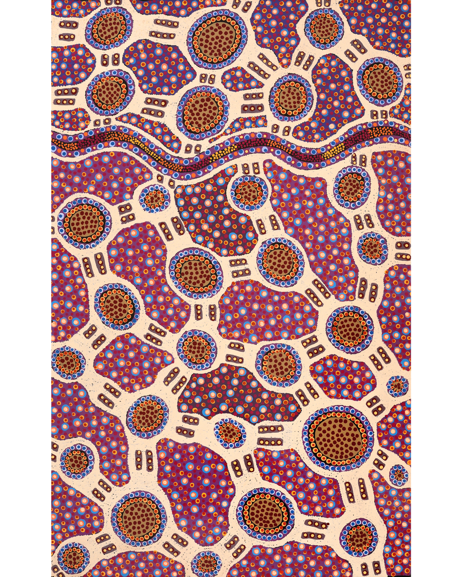 Aboriginal Artwork by Jennifer Napaljarri Lewis, Lukarrara Jukurrpa, 122x76cm
