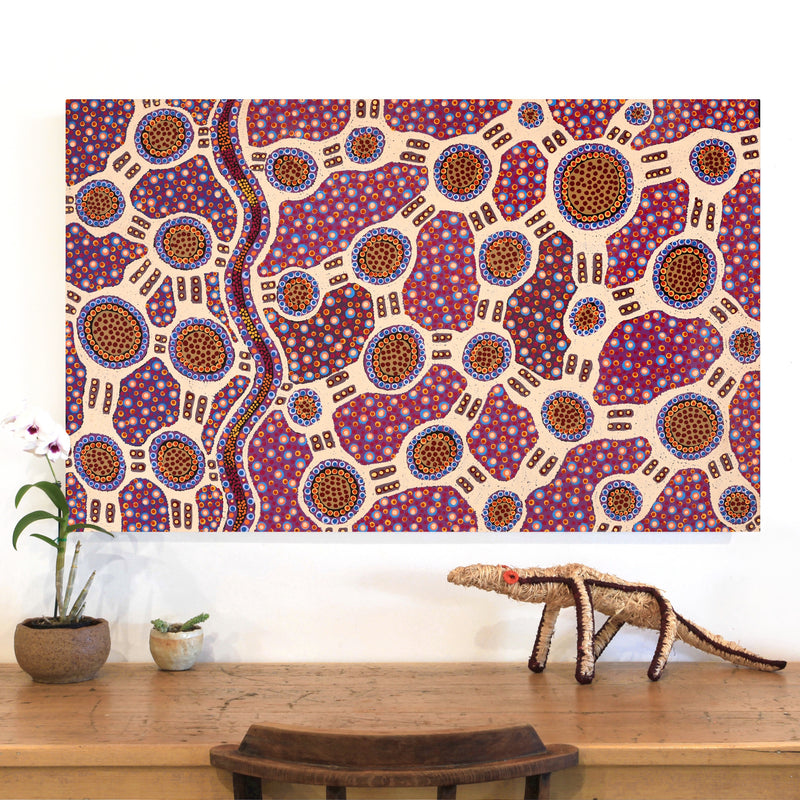 Aboriginal Artwork by Jennifer Napaljarri Lewis, Lukarrara Jukurrpa, 122x76cm