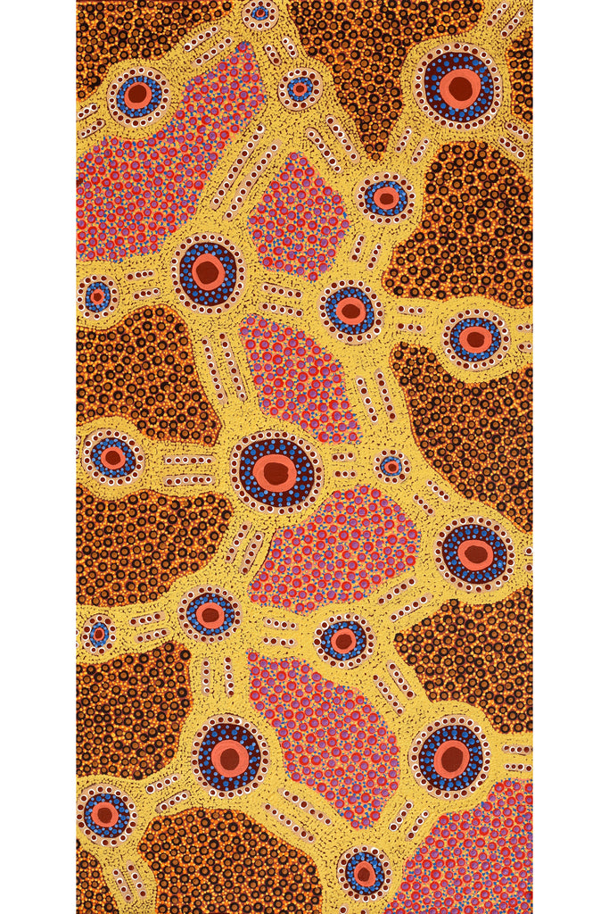 Aboriginal Artwork by Jennifer Napaljarri Lewis, Ngapa Jukurrpa (Water Dreaming) - Puyurru, 122x61cm