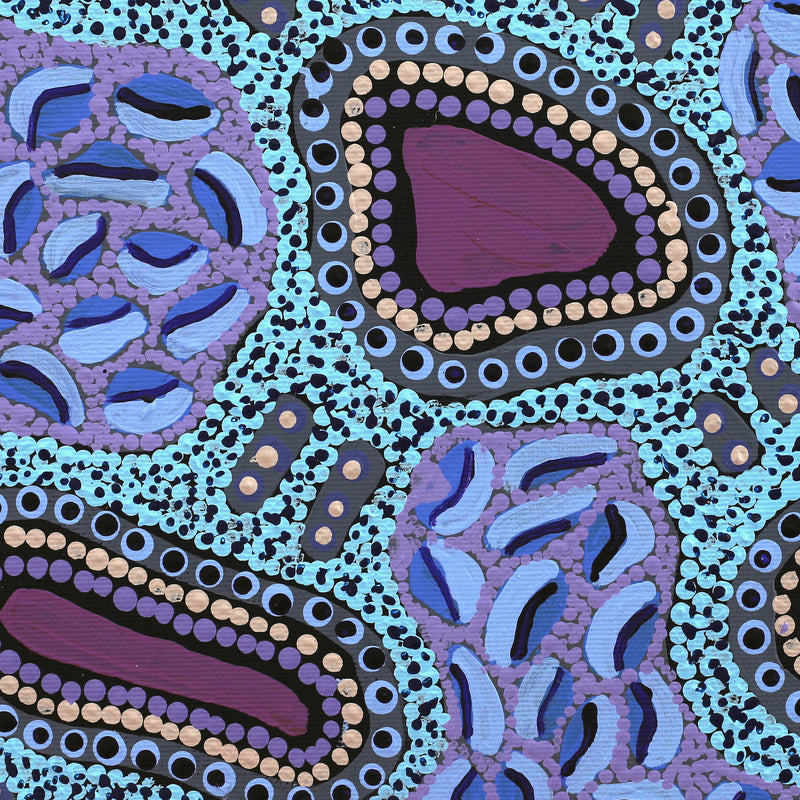 Aboriginal Artwork by Jennifer Napaljarri Lewis, Ngapa Jukurrpa (Water Dreaming) - Puyurru, 30x30cm