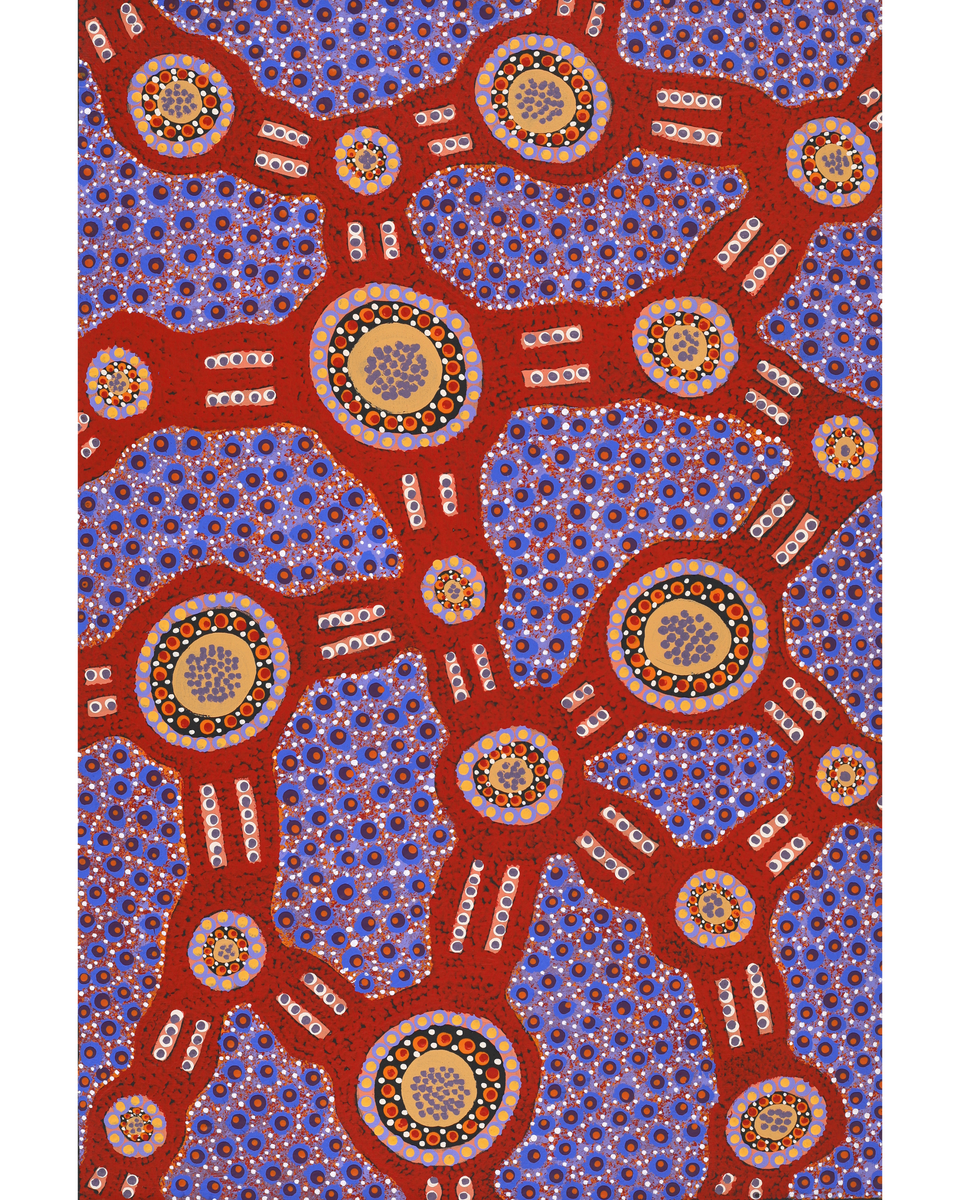 Aboriginal Artwork by Jennifer Napaljarri Lewis, Lukarrara Jukurrpa, 91x61cm