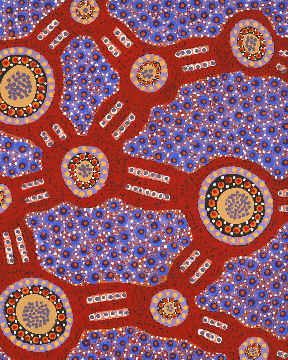 Aboriginal Artwork by Jennifer Napaljarri Lewis, Lukarrara Jukurrpa, 91x61cm